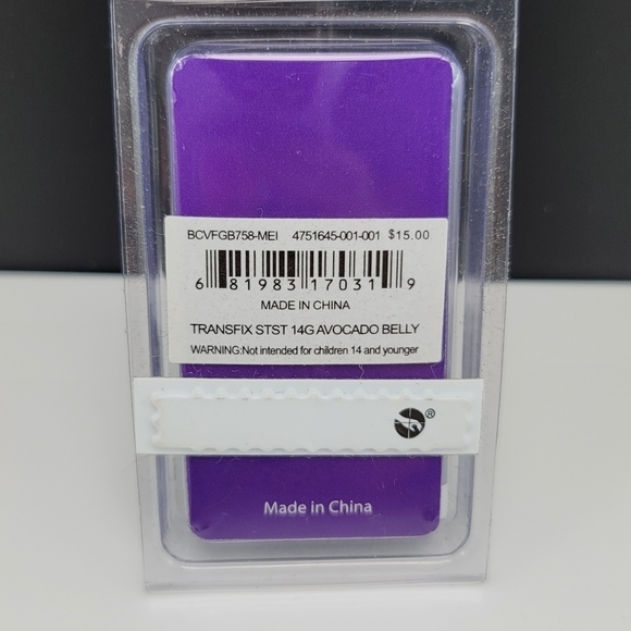 Avocado stainless steel belly button piercing NWT - Picture 2 of 2